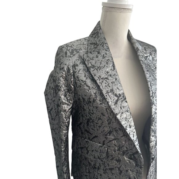 ZADIG & VOLTAIRE Silver Metallic Jacket Blazer Size 36 / US Small - Picture 5 of 8